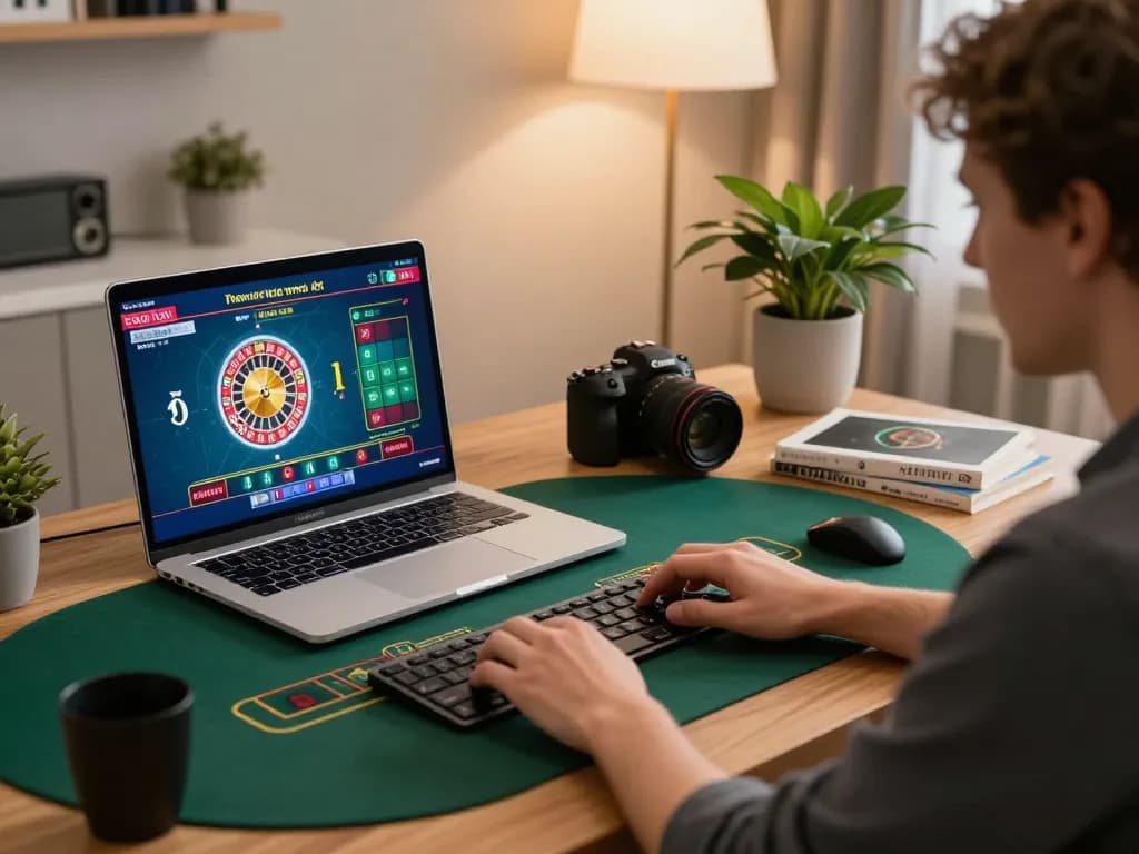 Engaging in live dealer games with cm 88 on a laptop, showcasing immersive online casino experience
