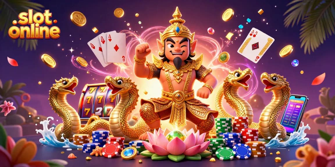 Putuskan jackpot di slot online dengan petugas kasino dan simbol keberuntungan.