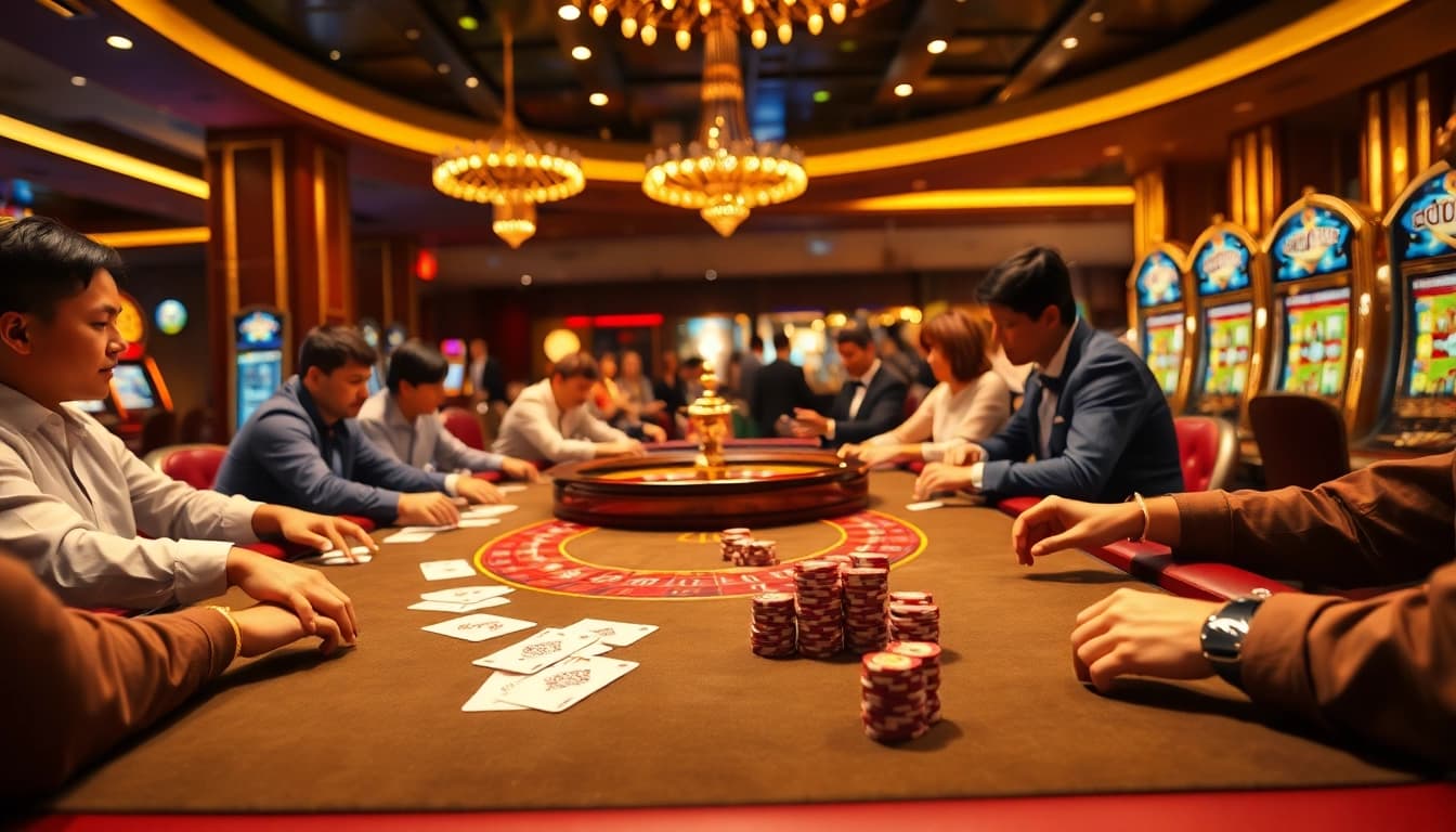 Experience the excitement of casino xn88 with immersive gaming tables and elegant slot machines.