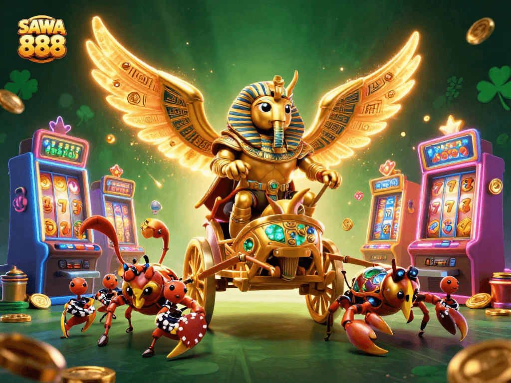 Experience the excitement of SAWA 888 with vibrant gaming elements and stunning characters in action.