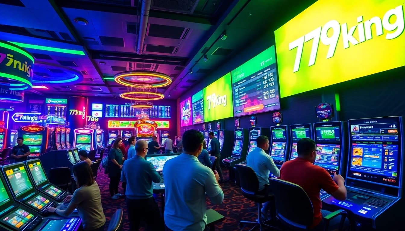 Experience the excitement of 79king online casino with dynamic gaming scenes and vibrant lighting.