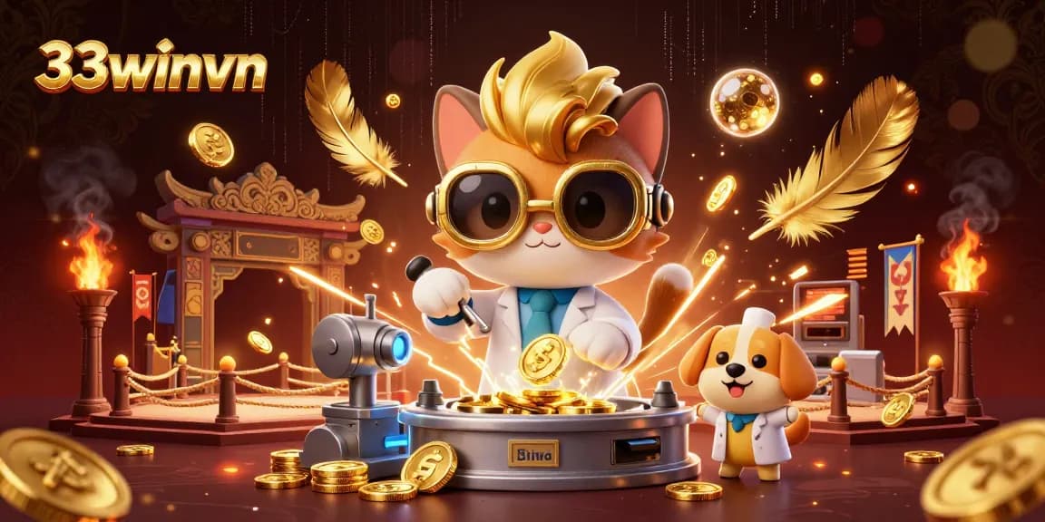 Experience thrilling action at 33winvn as the mad scientist and dog create coin magic in a 3D casino.