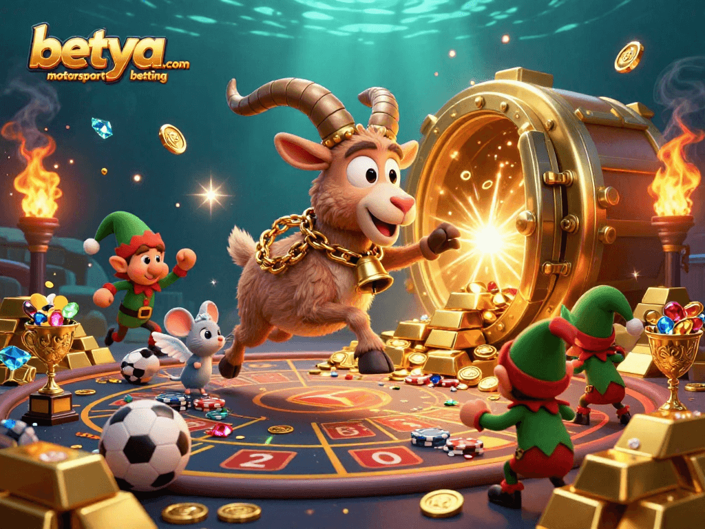 Betya.com motorsport betting scene featuring racing elements and vibrant casino chaos.