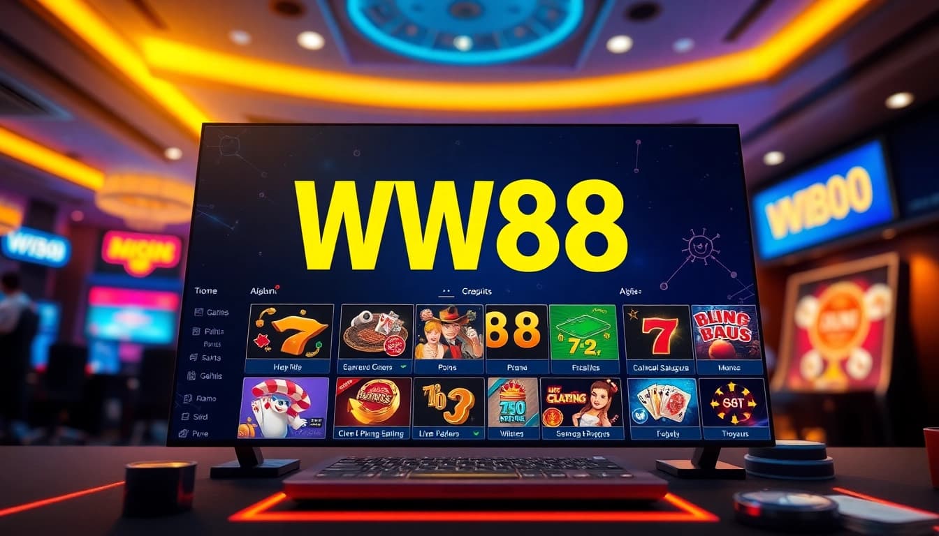 Engaging online gambling interface showcasing Link vào WW88, modern design, vibrant colors for excitement.
