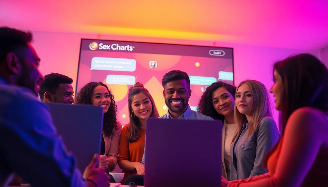 Engaging adults in an exciting online sex chat experience with vibrant digital elements.