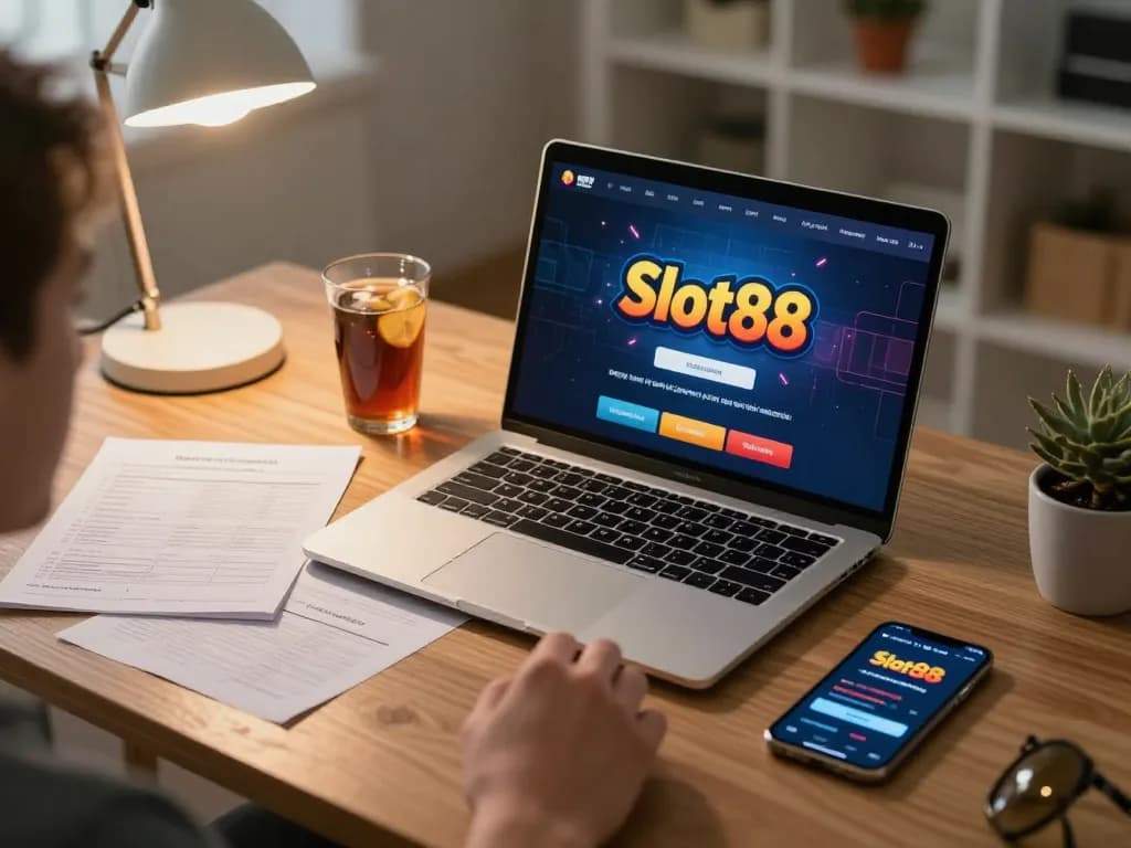 Player mastering Slot88 strategies during a focused online gaming session at home.