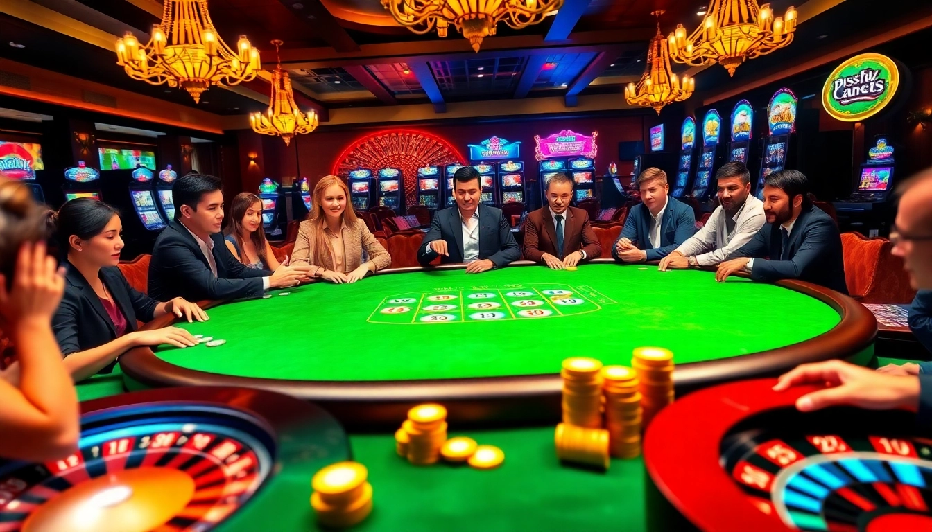 Experience thrilling gameplay at go88 with players engaging at a luxurious poker table.