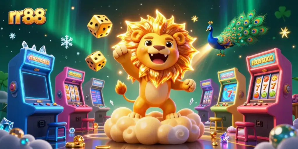 Experience high-stakes fun at rr88 with its vibrant casino-themed digital illustration.