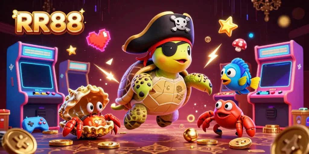 Engage in the thrilling adventure of RR88 with a vibrant 3D casino scene animated by dynamic gaming elements.