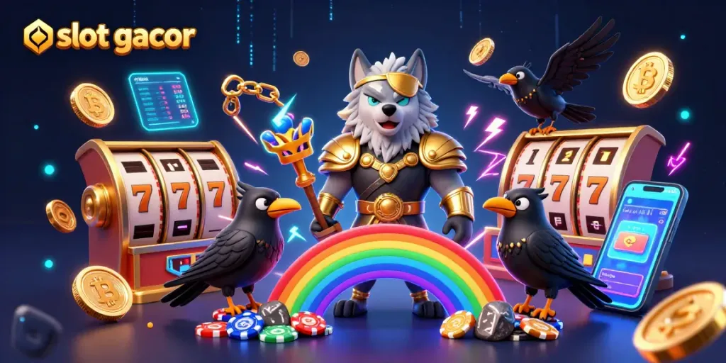 Menggunakan slot gacor, Odin dan burung Raven meraih kemenangan di dunia slot online.