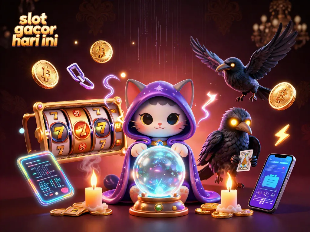 Putar slot gacor hari ini dengan simbol keberuntungan dalam ilustrasi kasino yang memikat.