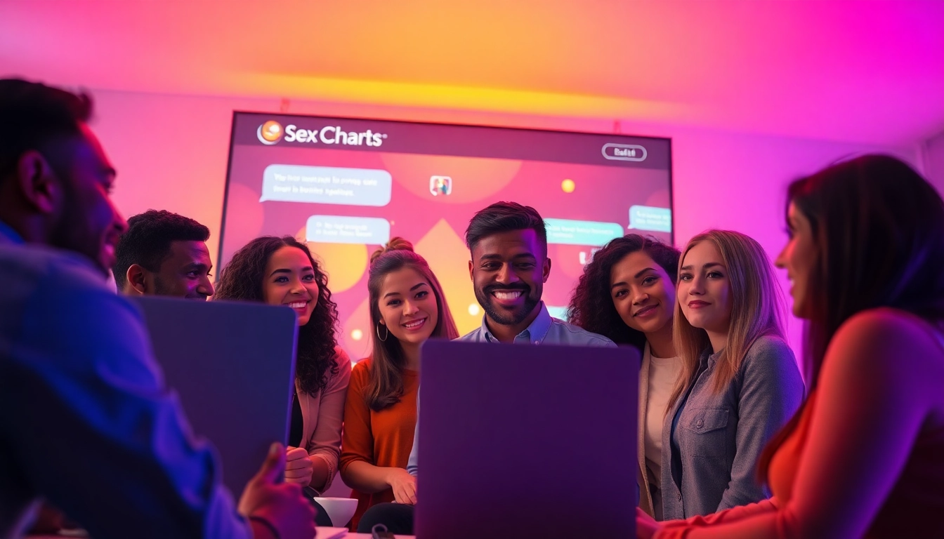 Engaging adults in an exciting online sex chat experience with vibrant digital elements.