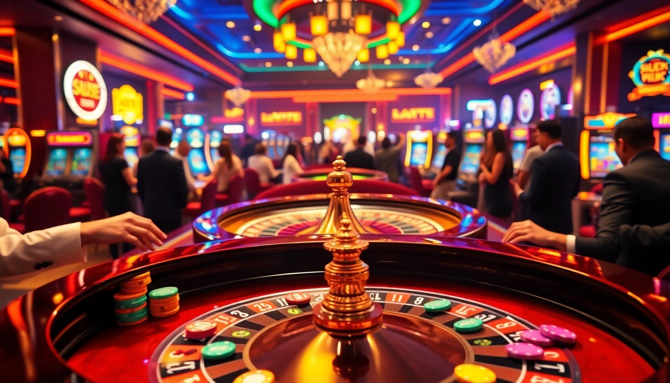 Engaging casino environment showcasing players at a vibrant roulette table.