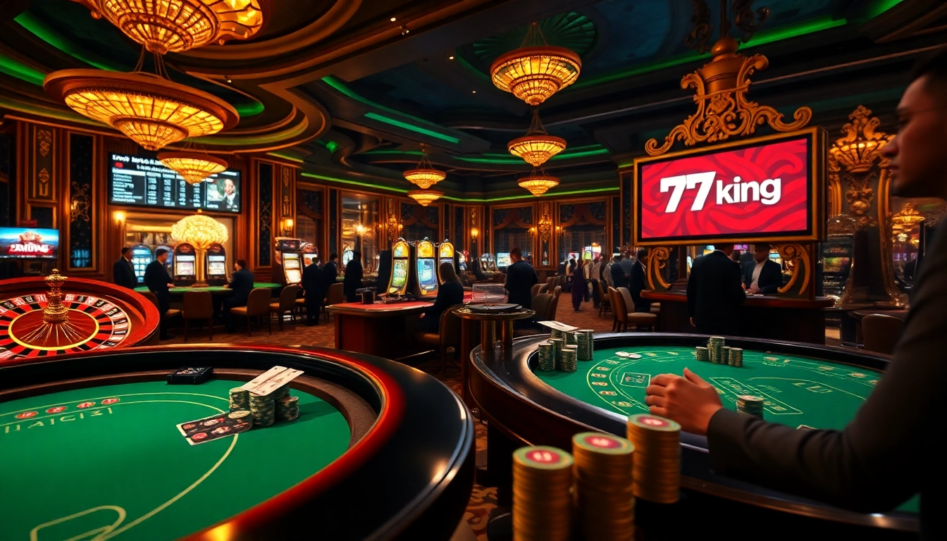 79king luxury casino scene with cards, chips, and roulette wheel in a high-stakes setting