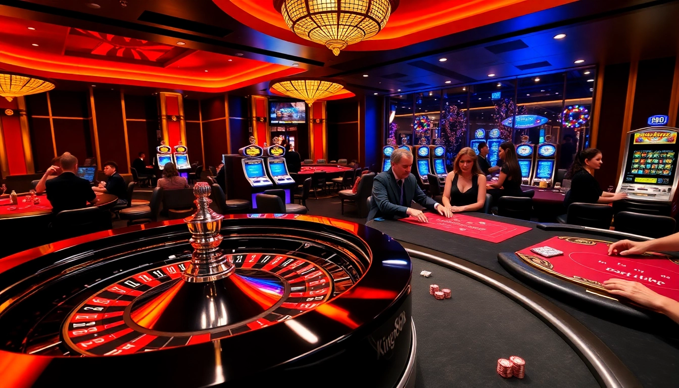 Experience the thrill of vibrant gambling games at king888.black casino with roulette and poker tables.