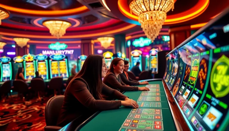 Bergembira bermain luxury777 game dengan suasana kasino mewah dan pencahayaan yang menawan.