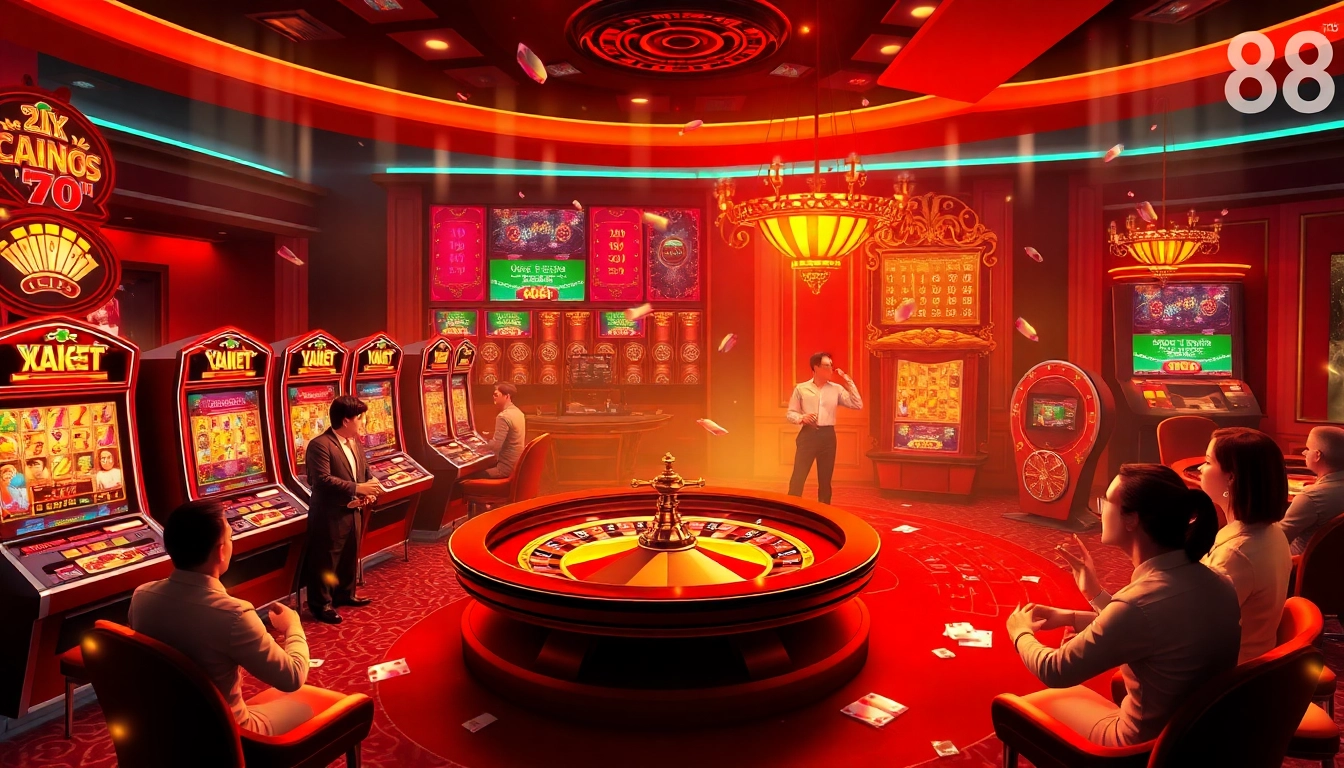 Players enjoying exciting casino games at xx88's luxurious online gambling platform.
