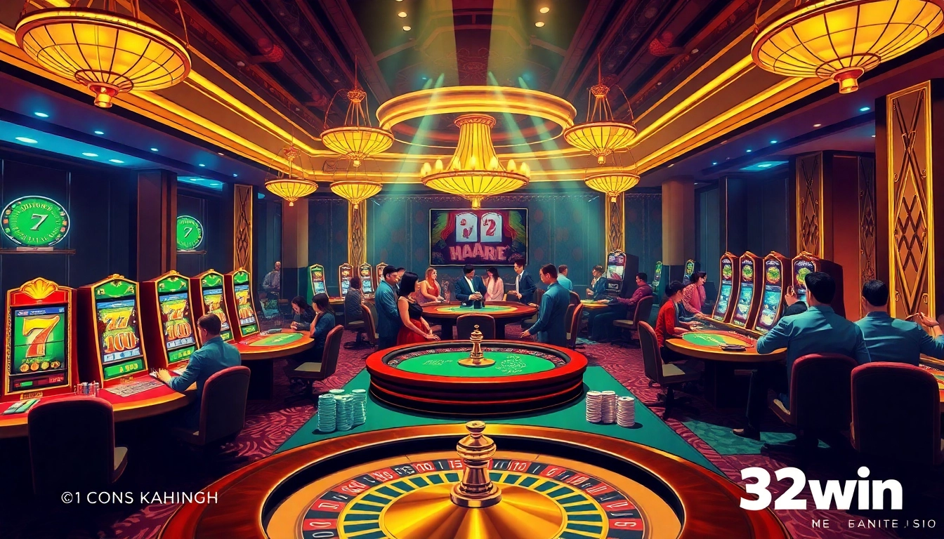 Play blackjack and poker at 32win's luxurious casino tables, showcasing thrilling gaming moments.