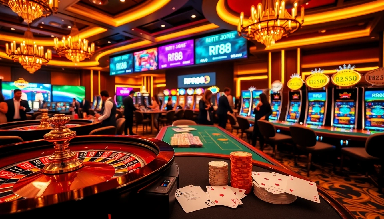 Experience the excitement of RR88 casino gaming with vibrant roulette and poker action.