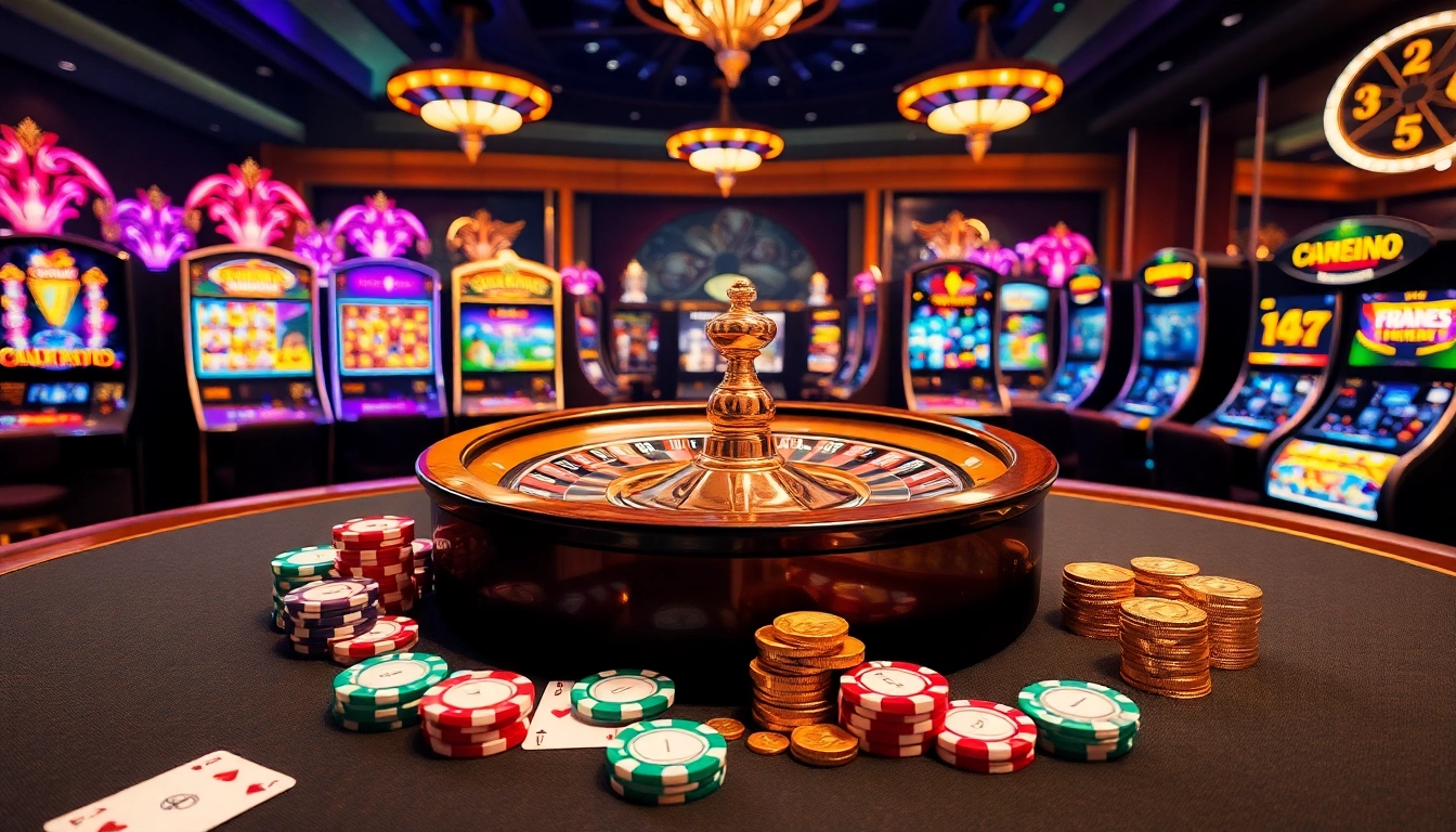 Experience high-stakes excitement at https://kjc.uk.com/ with a lavish gaming table surrounded by colorful chips and elegant cards.