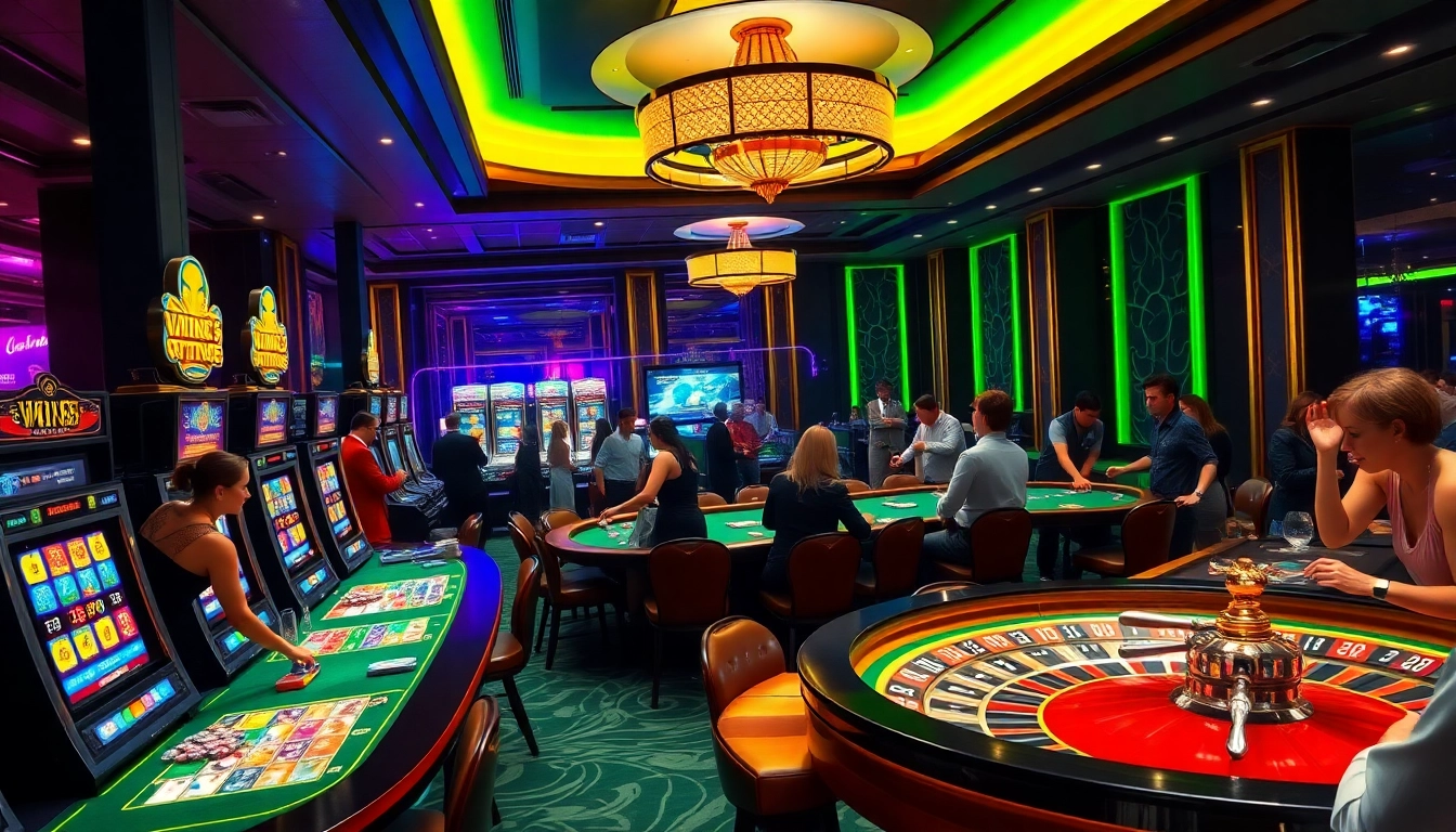 Engaged gamblers celebrate their wins at luxury casino tables in a vibrant win55 atmosphere.