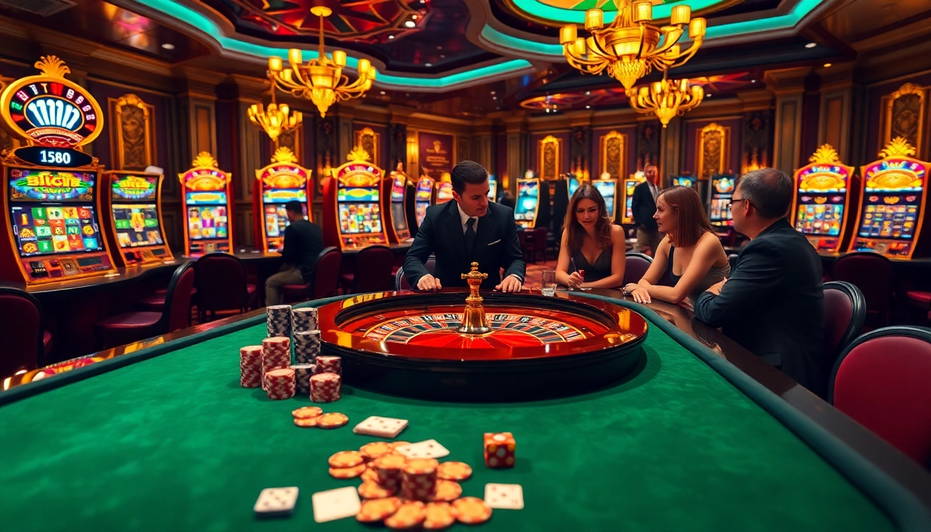 Engaged players strategizing at jbo-themed casino tables, capturing the thrill of gambling.