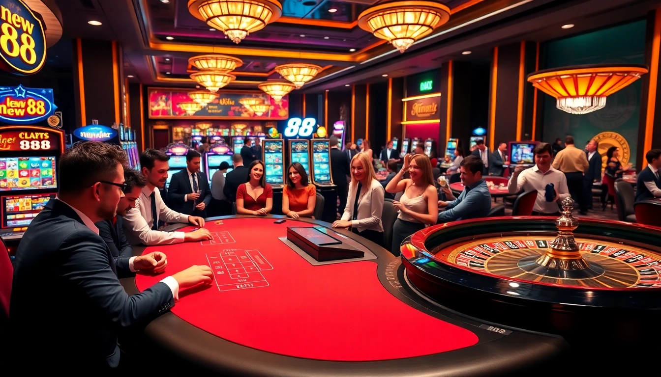 Betting at the luxurious New 88 casino table with excitement in the air.