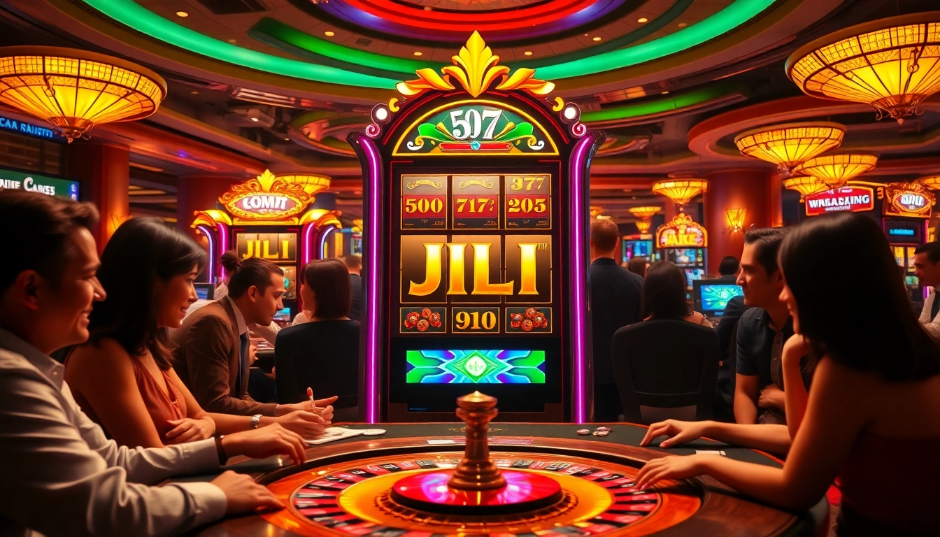 Experience the thrill at a JILI slot machine in a vibrant casino atmosphere.