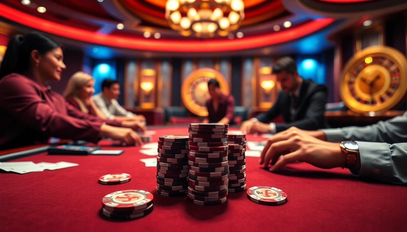 Players enjoying a thrilling poker game at WW88's luxurious casino tables.