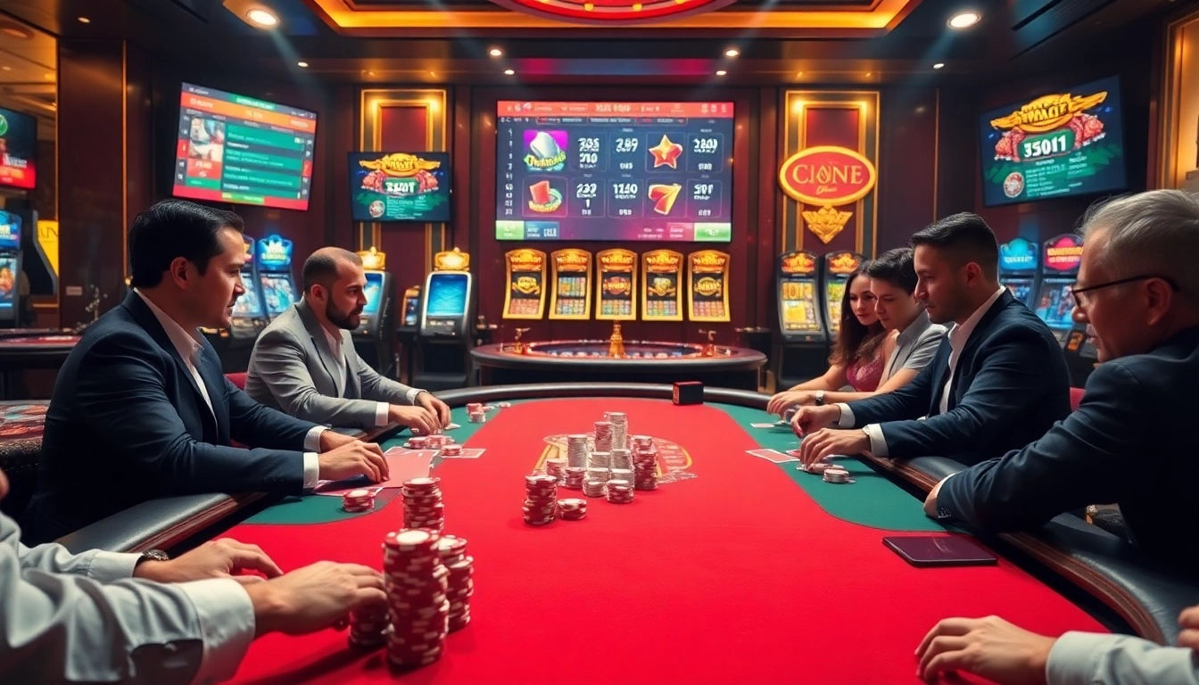 Engage in high-stakes poker at https://mm88.in.net/ with an elegant casino setting, vibrant lighting, and premium accessories.