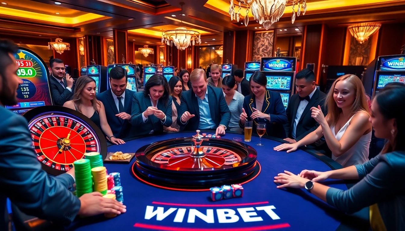Experience thrilling gameplay at WINBET with engaging casino tables and vibrant poker chips.
