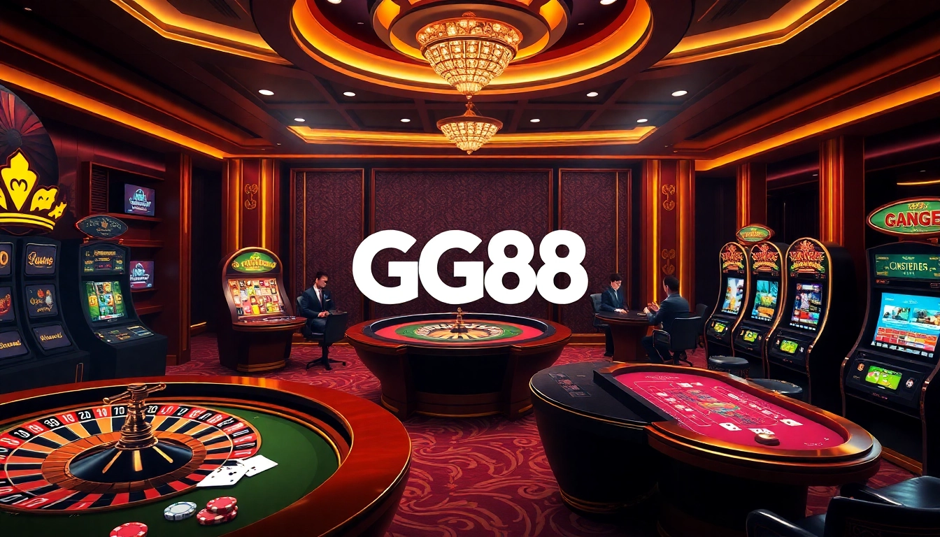 Gamblers experience the thrill of winning at GG88's online casino, featuring exciting games and vibrant atmosphere.