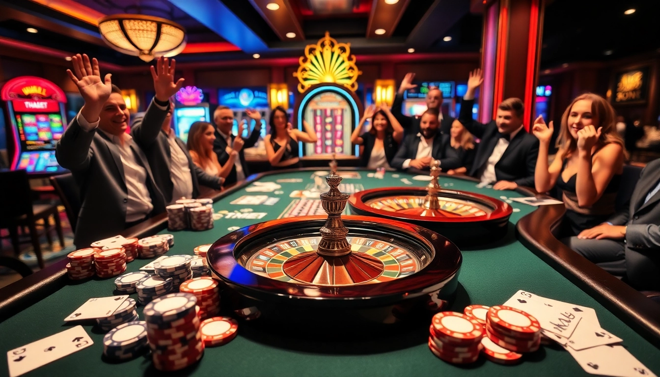 THABET casino table scene with poker chips and a roulette wheel creating an inviting, exciting atmosphere.