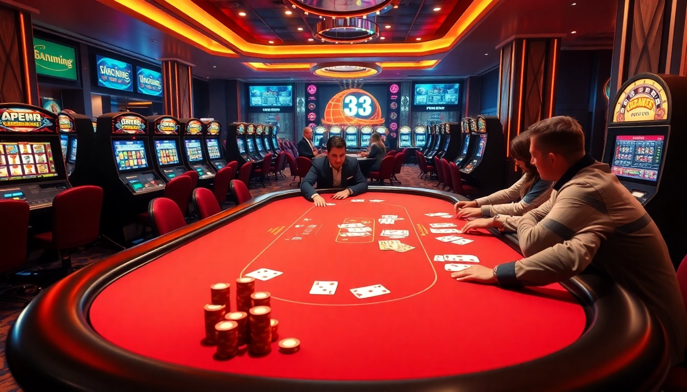 Experience the thrill of gaming at 23win. com with an exciting poker scene featuring vibrant slot machines.