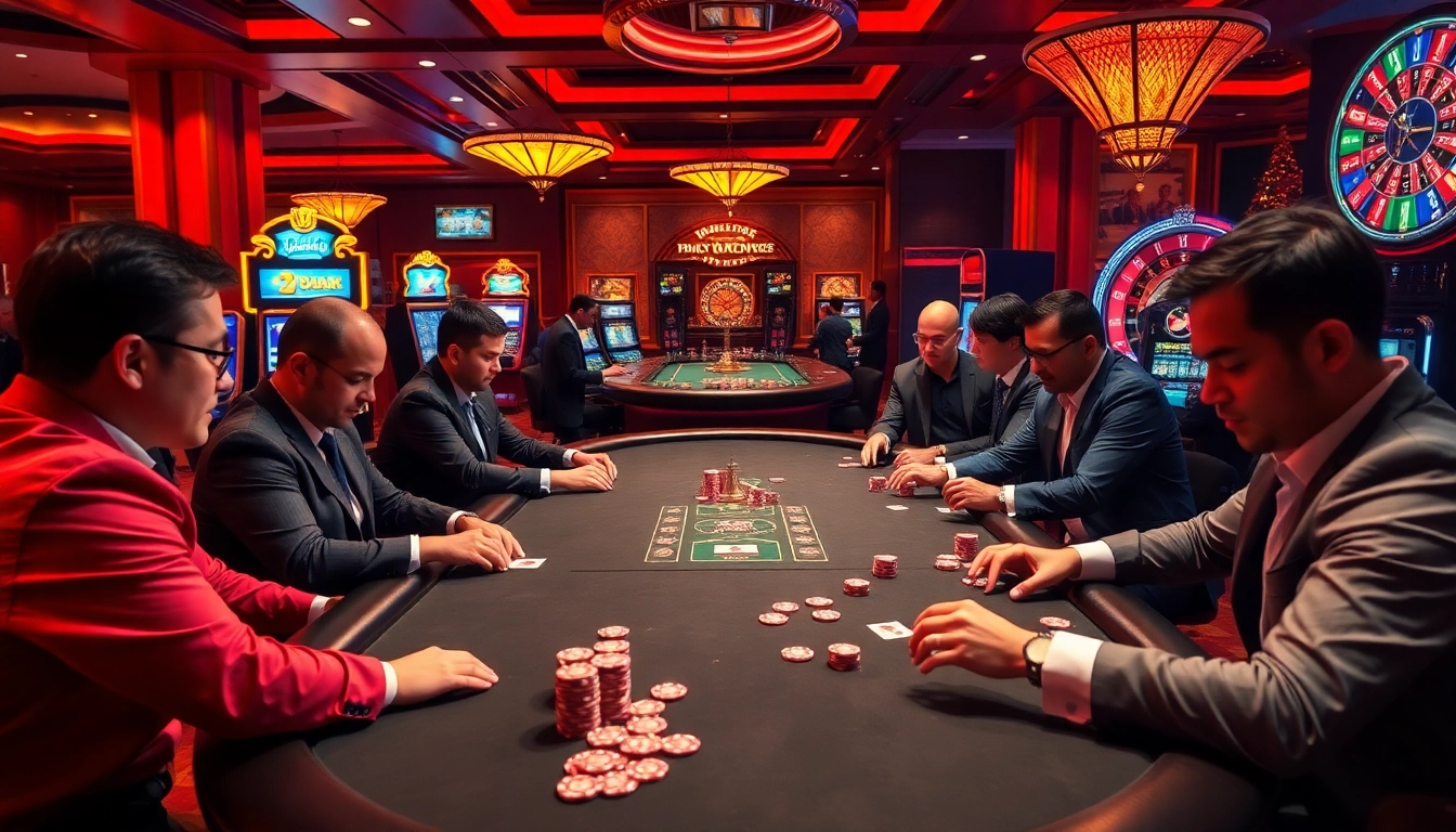 The thrilling atmosphere of gambling at https://mk8th.net/ with intense poker action and vibrant casino visuals.