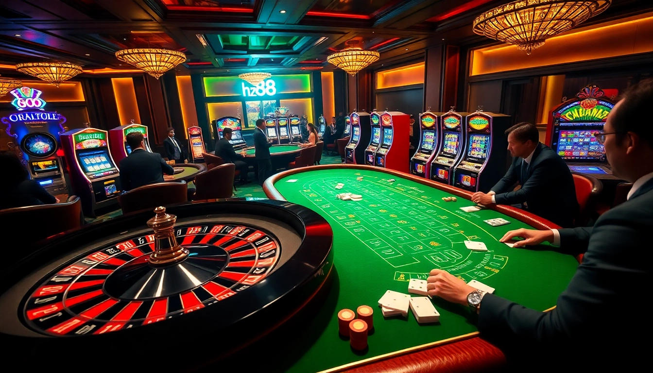 Experience the thrill of hz 88 at a luxurious casino with high-stakes tables and illuminated slot machines.