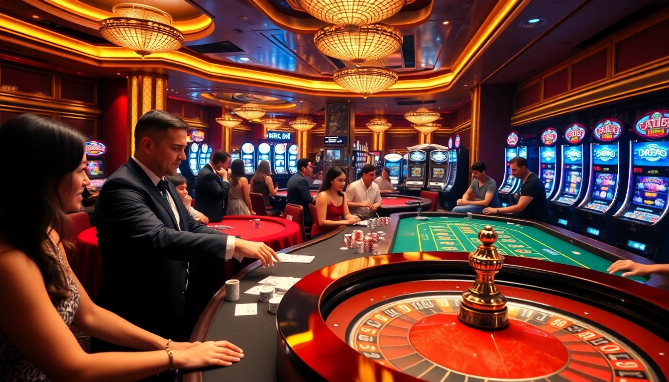 Players enjoy the excitement of table games at dr88 casino, showcasing vibrant game action and professional dealers.