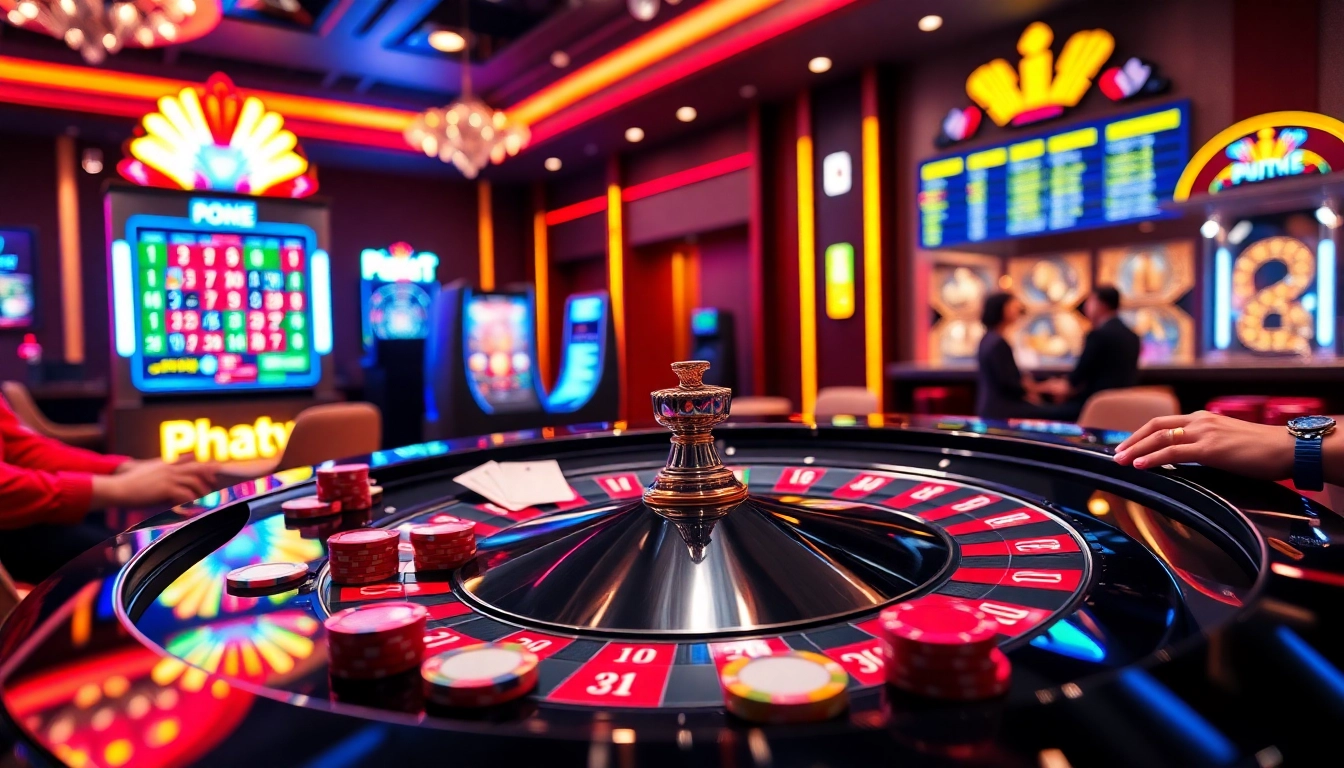 PHTAYA players enjoying a thrilling online casino experience at a luxurious roulette table.