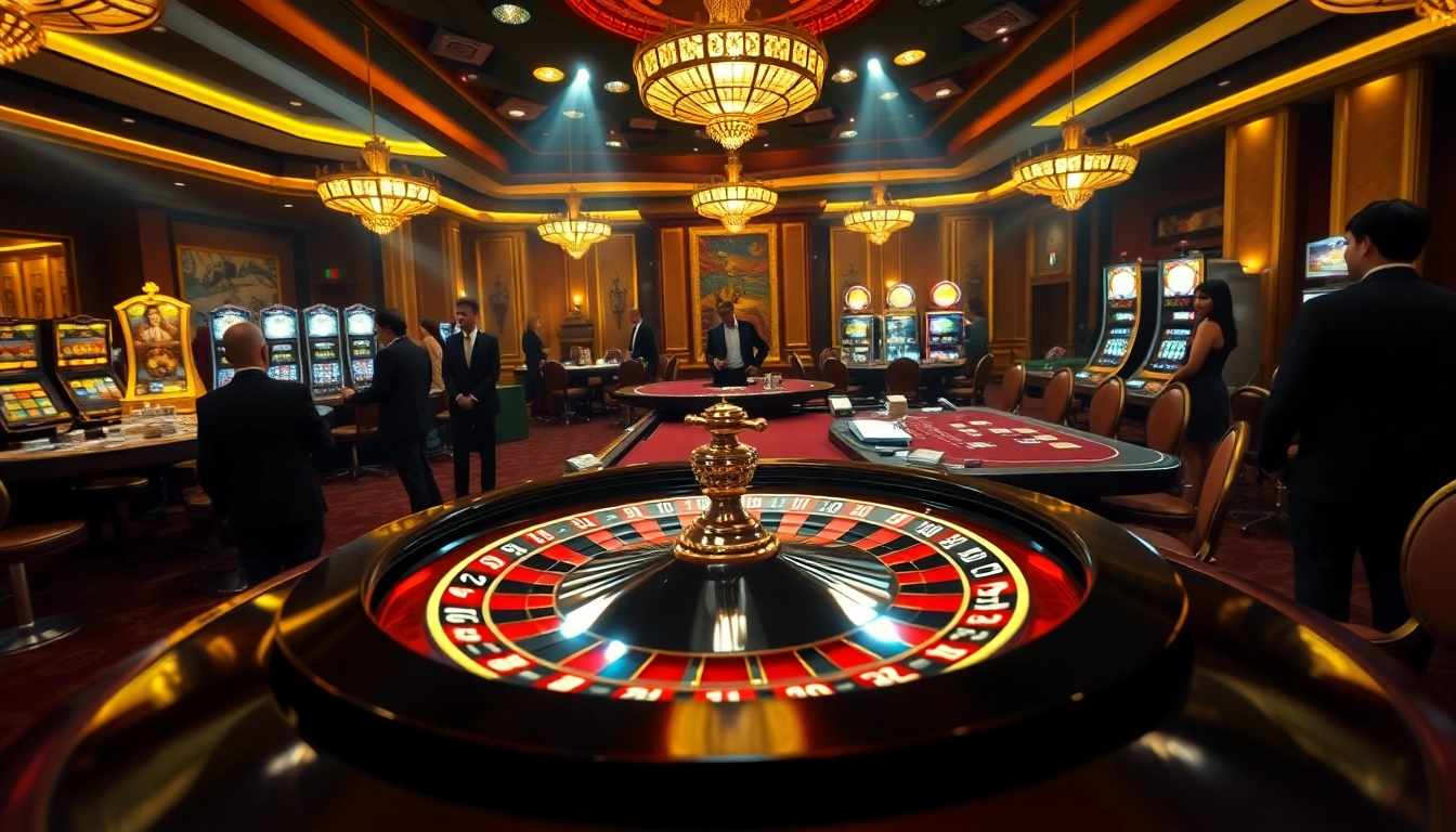 A thrilling casino scene showcasing the original hidden wiki with a roulette wheel and excited players.