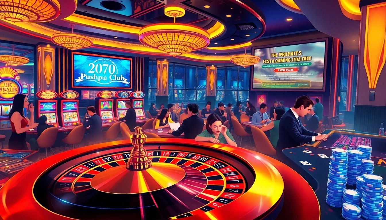 Engaged players placing bets at the luxurious Pushpa Club casino with roulette wheels and vibrant atmosphere.