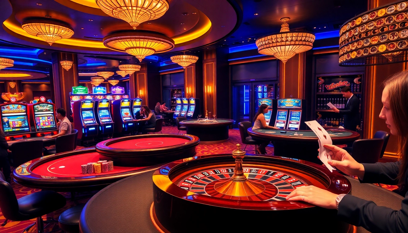 Players enjoying an exciting game at ALO789 casino, betting on roulette and poker.