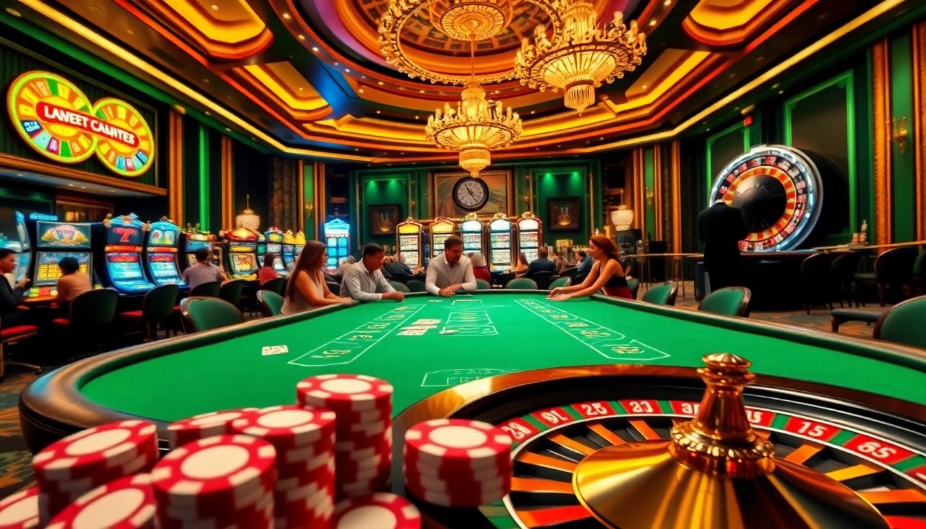 PHSKY casino scene showcasing poker chips and a roulette wheel in a luxurious environment.