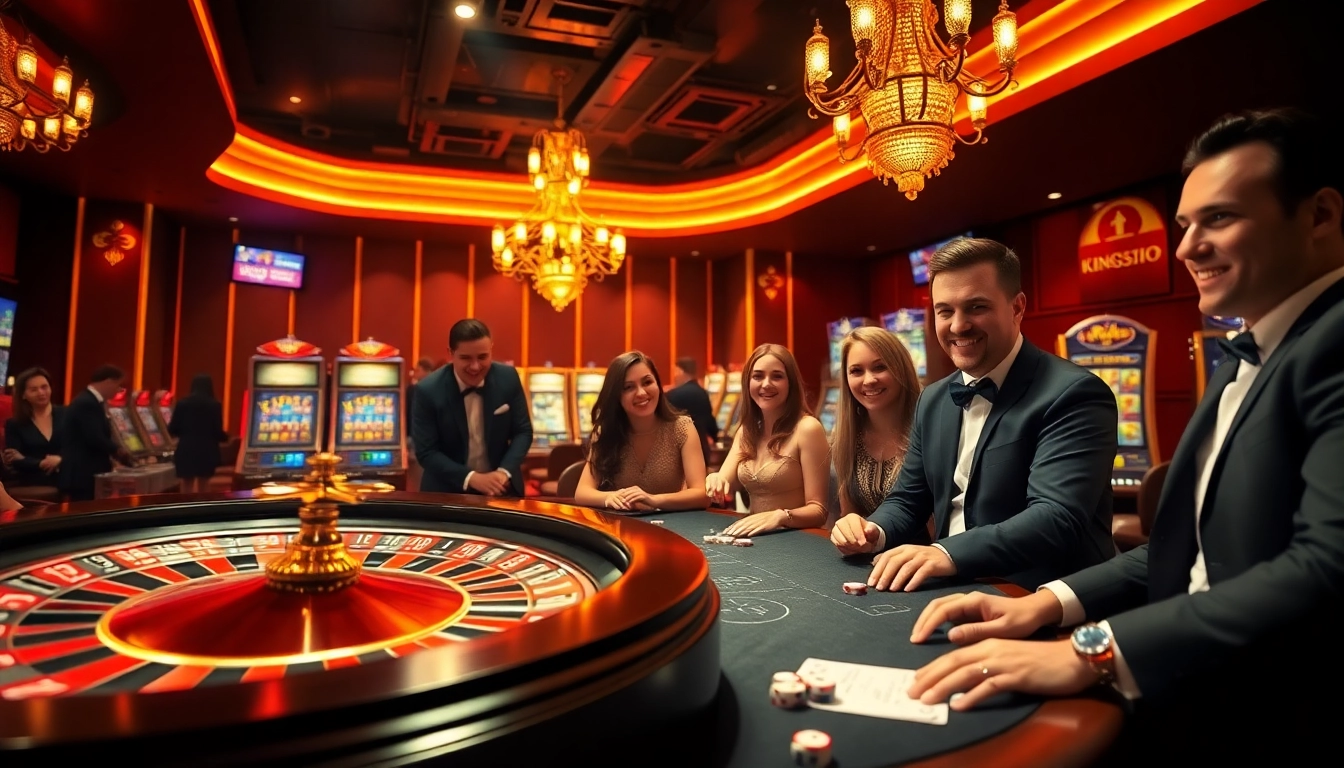 Experience the excitement of king33.io with engaging casino elements like poker tables and roulette wheels.