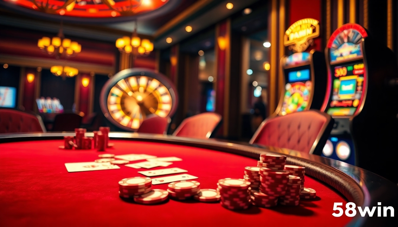 58win offers thrilling casino experiences including poker and roulette in a vibrant setting.