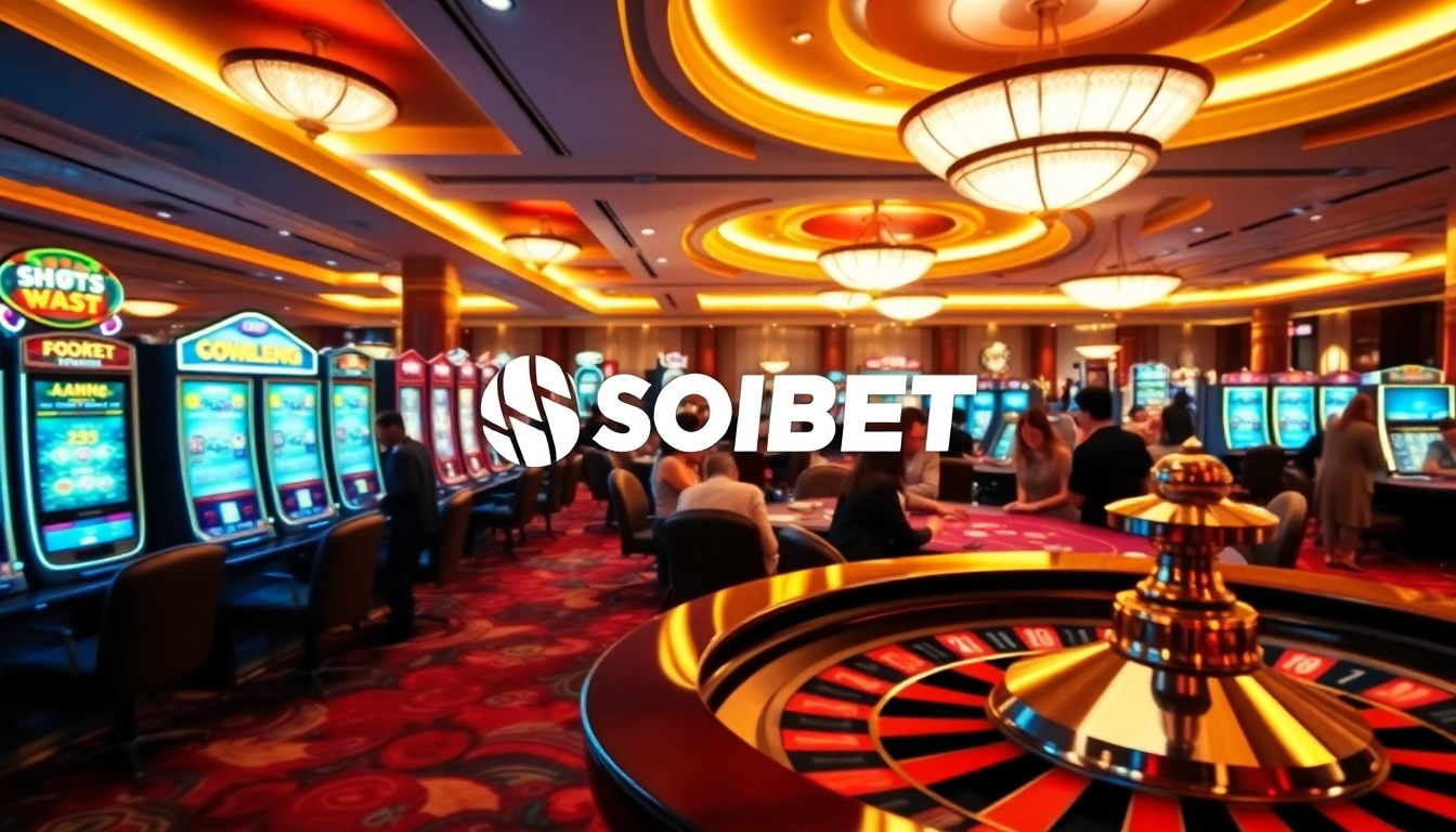 Experience the thrill of gameplay at SOIBET's luxurious casino, featuring vibrant slot machines and exciting betting activities.