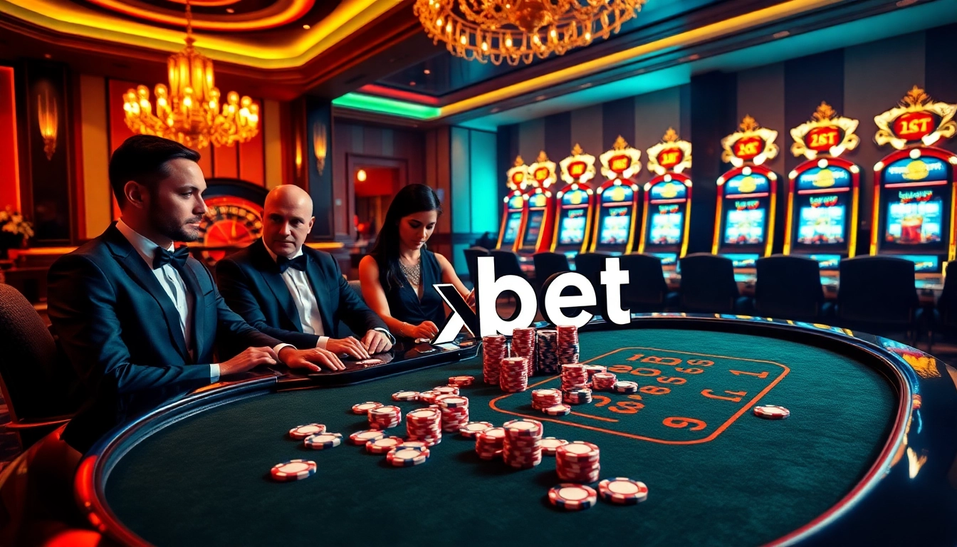 Players engaging in high-stakes poker at an elegant 8xbet casino table, capturing the thrill of gambling.