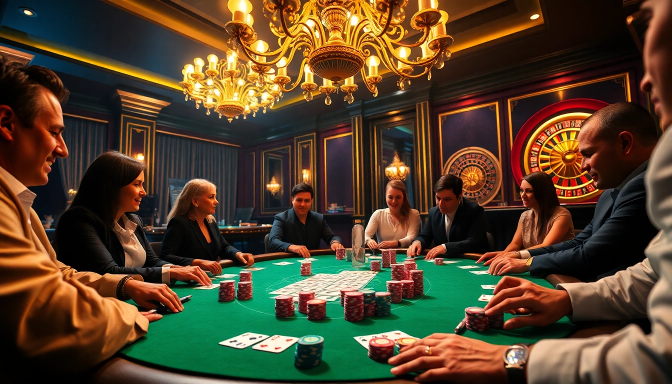 Players thrill at a high-stakes poker game at https://abc8.luxury/, showcasing luxury and excitement in gambling.