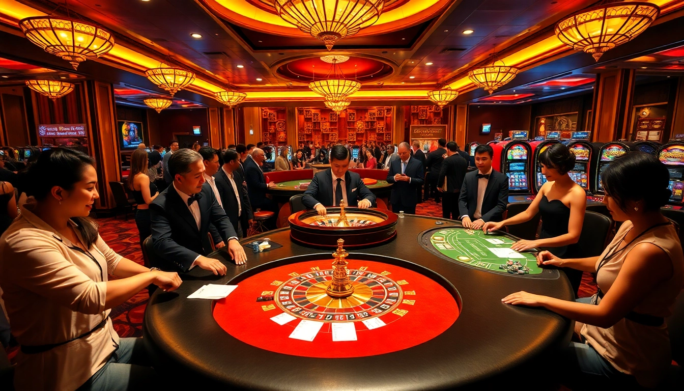 Experience thrilling U888 gameplay at a luxurious casino with vibrant tables and excited players.