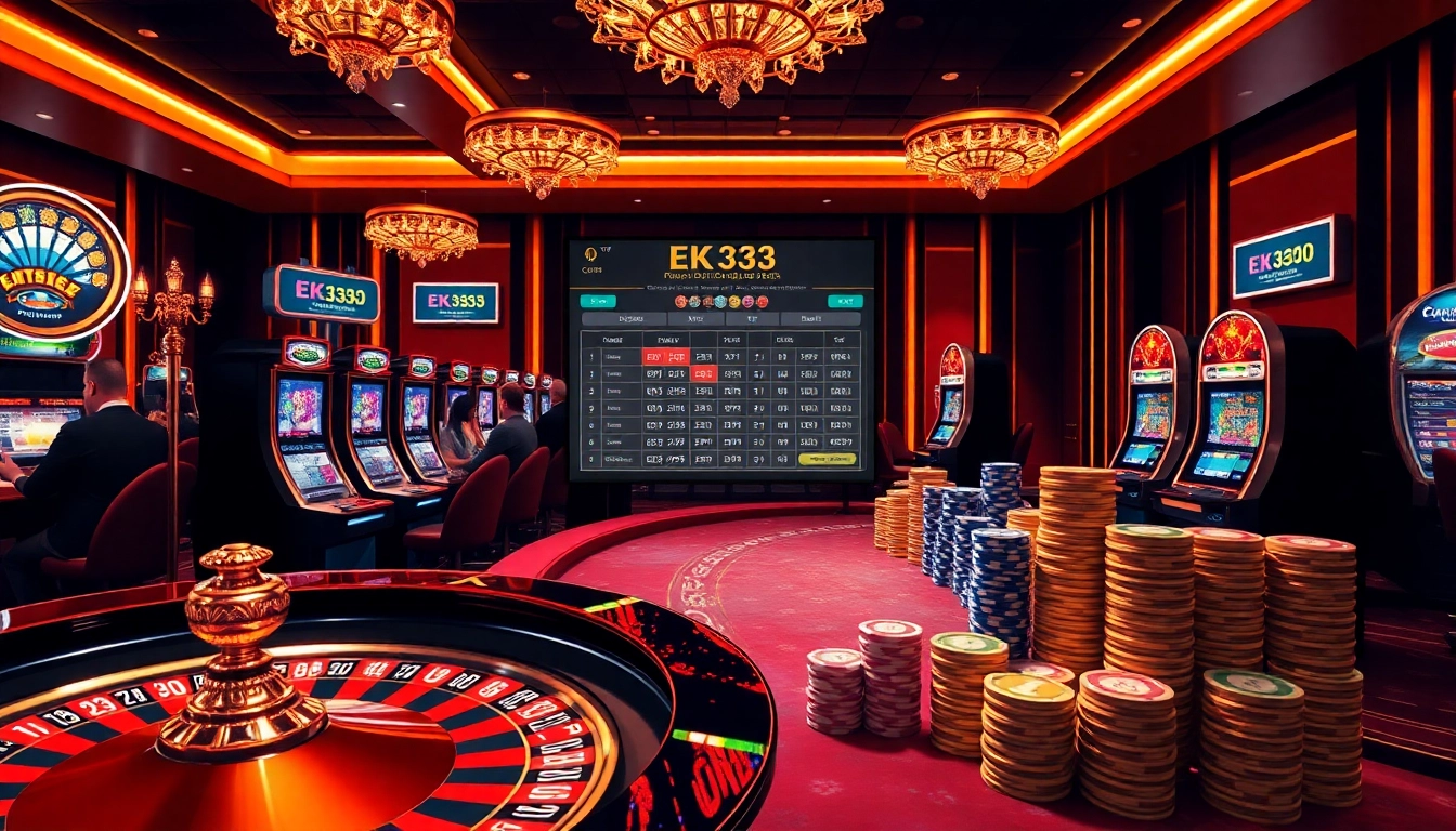 Engaging players enjoying online gaming experiences at https://ek333pro.com/ with vibrant visuals of casino games.