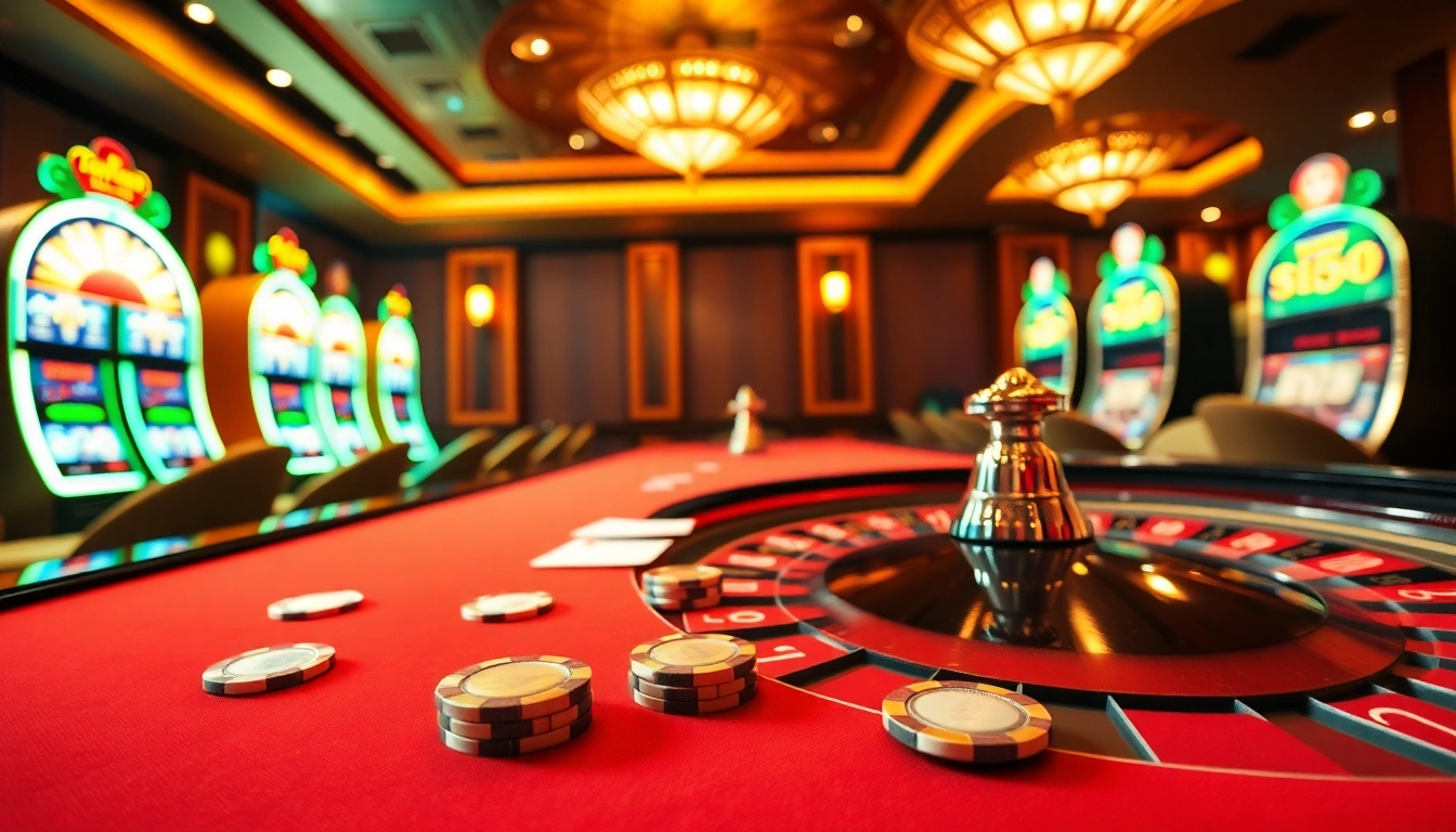 Experience thrilling gameplay at QQMacan while enjoying exciting slot machines and roulette tables in a luxurious casino setting.
